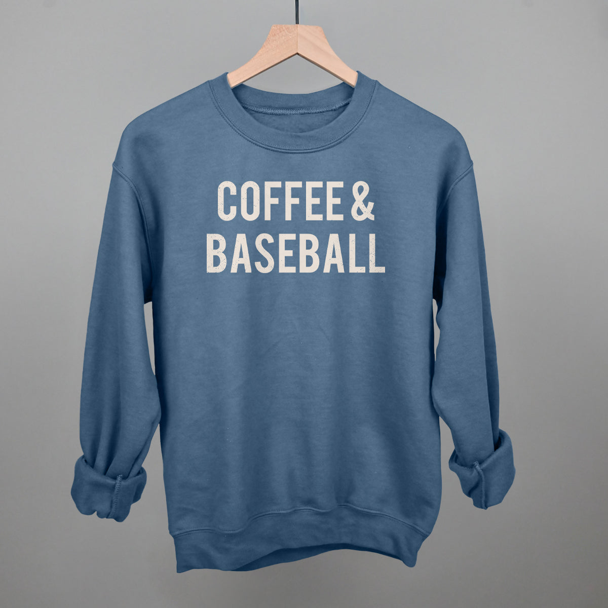 Coffee & Baseball Funny Sweatshirt in Indigo Blue – Ivy + Cloth