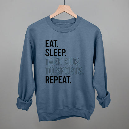 Eat Sleep Take Kids To Sports Repeat Funny Sweatshirt in Indigo Blue – Ivy + Cloth