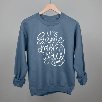 It's Game Day Y'all Football graphic crewneck sweatshirt in Indigo Blue
