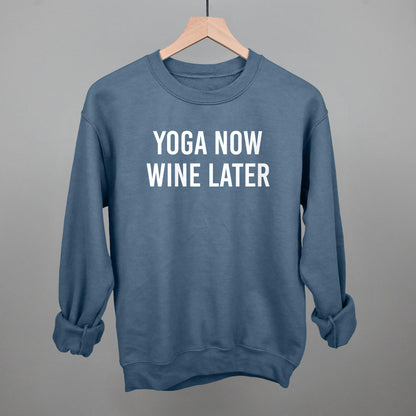 Yoga Now Wine Later Funny Sweatshirt in Indigo Blue – Ivy + Cloth