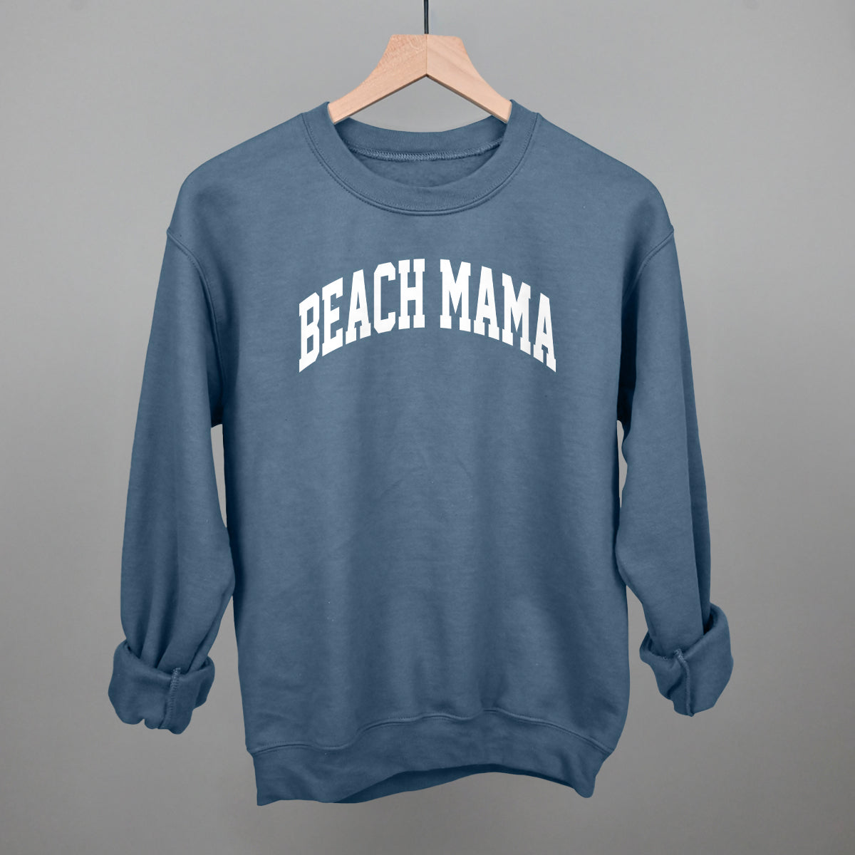 Beach Mama Arch (White) Funny Sweatshirt in Indigo Blue – Ivy + Cloth
