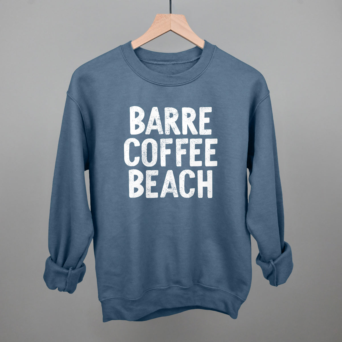 Barre Coffee Beach (White) Funny Sweatshirt in Indigo Blue – Ivy + Cloth