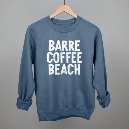 Barre Coffee Beach (White) Funny Sweatshirt in Indigo Blue – Ivy + Cloth