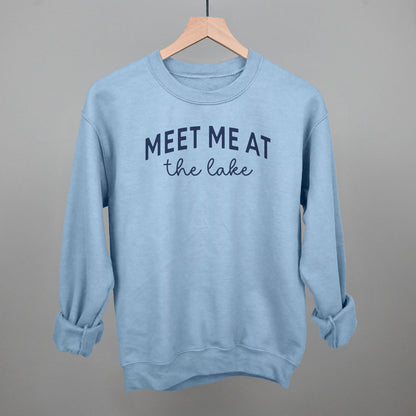 Meet Me At The Lake graphic crewneck sweatshirt in Light Blue