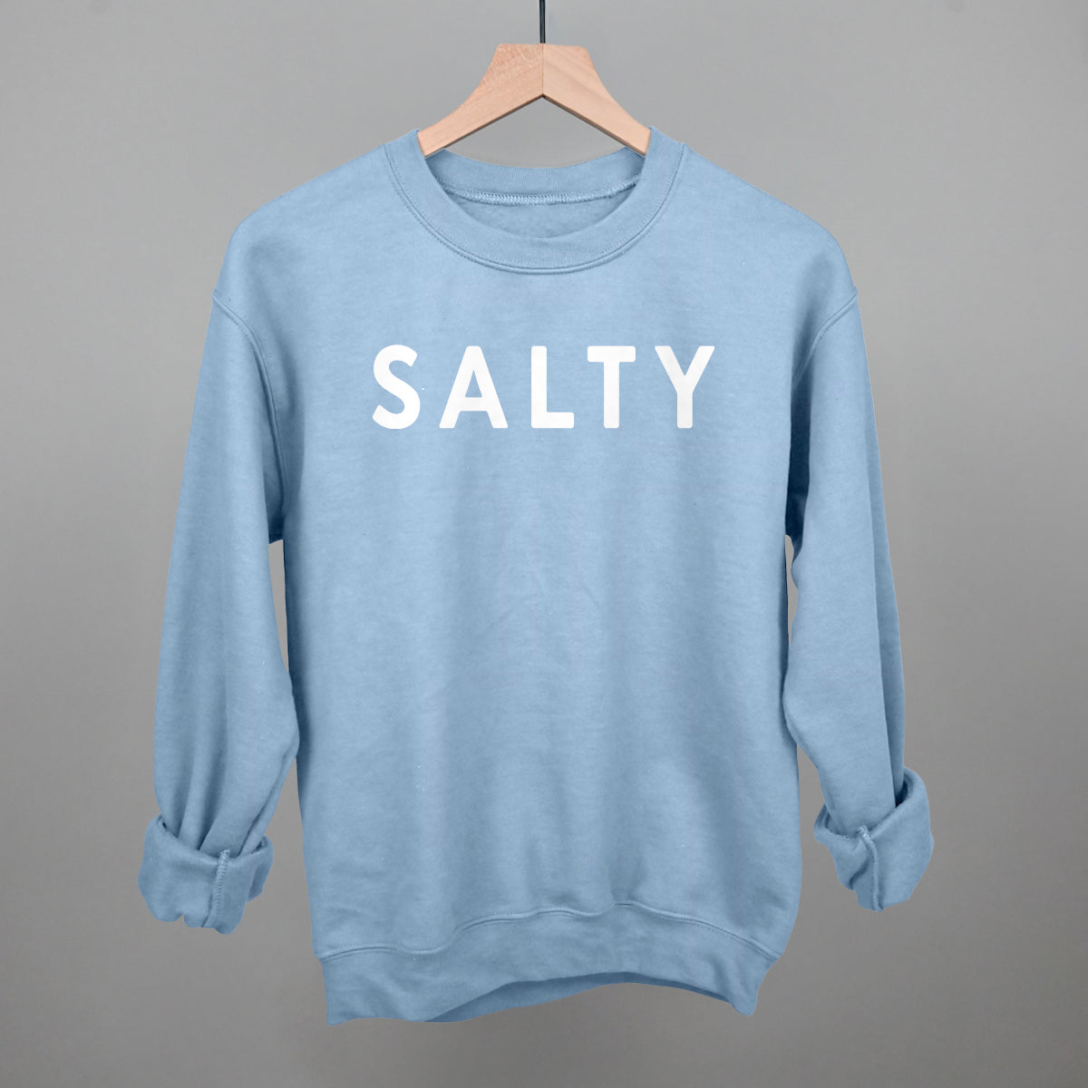 Salty Beach graphic crewneck sweatshirt in Light Blue