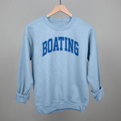 Boating Lake Life graphic crewneck sweatshirt in Light Blue
