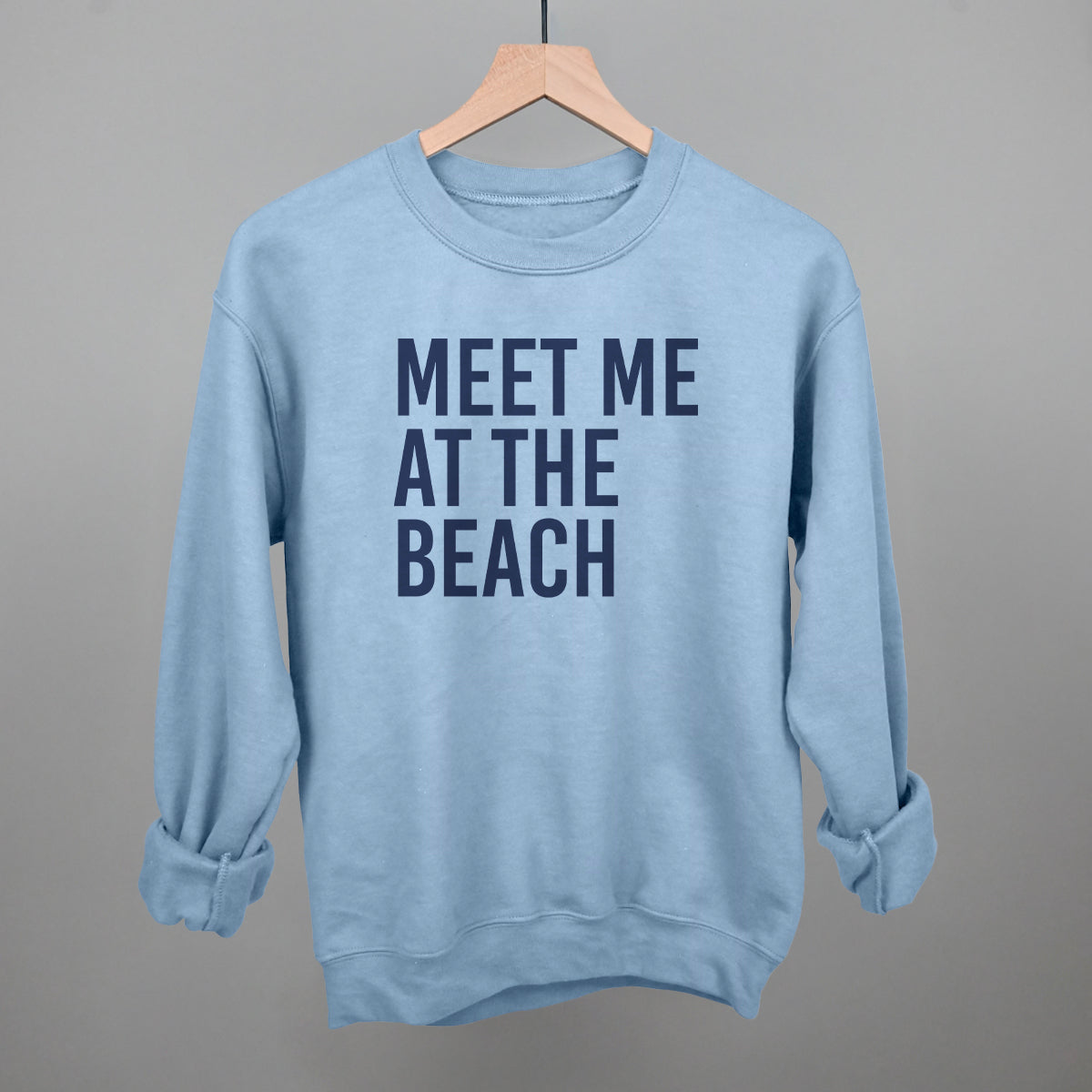 Meet Me At The Beach graphic crewneck sweatshirt in Light Blue