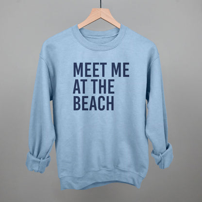 Meet Me At The Beach graphic crewneck sweatshirt in Light Blue