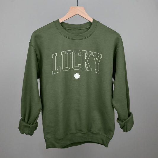 Lucky Clover (Collegiate) Funny Sweatshirt in Military Green – Ivy + Cloth