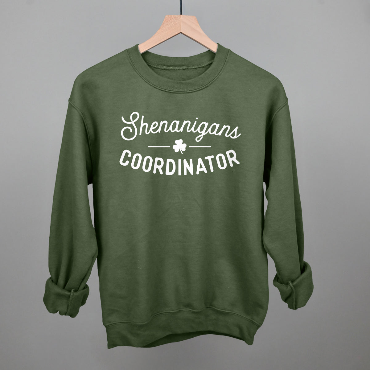 Shenanigans Coordinator Funny Sweatshirt in Military Green – Ivy + Cloth