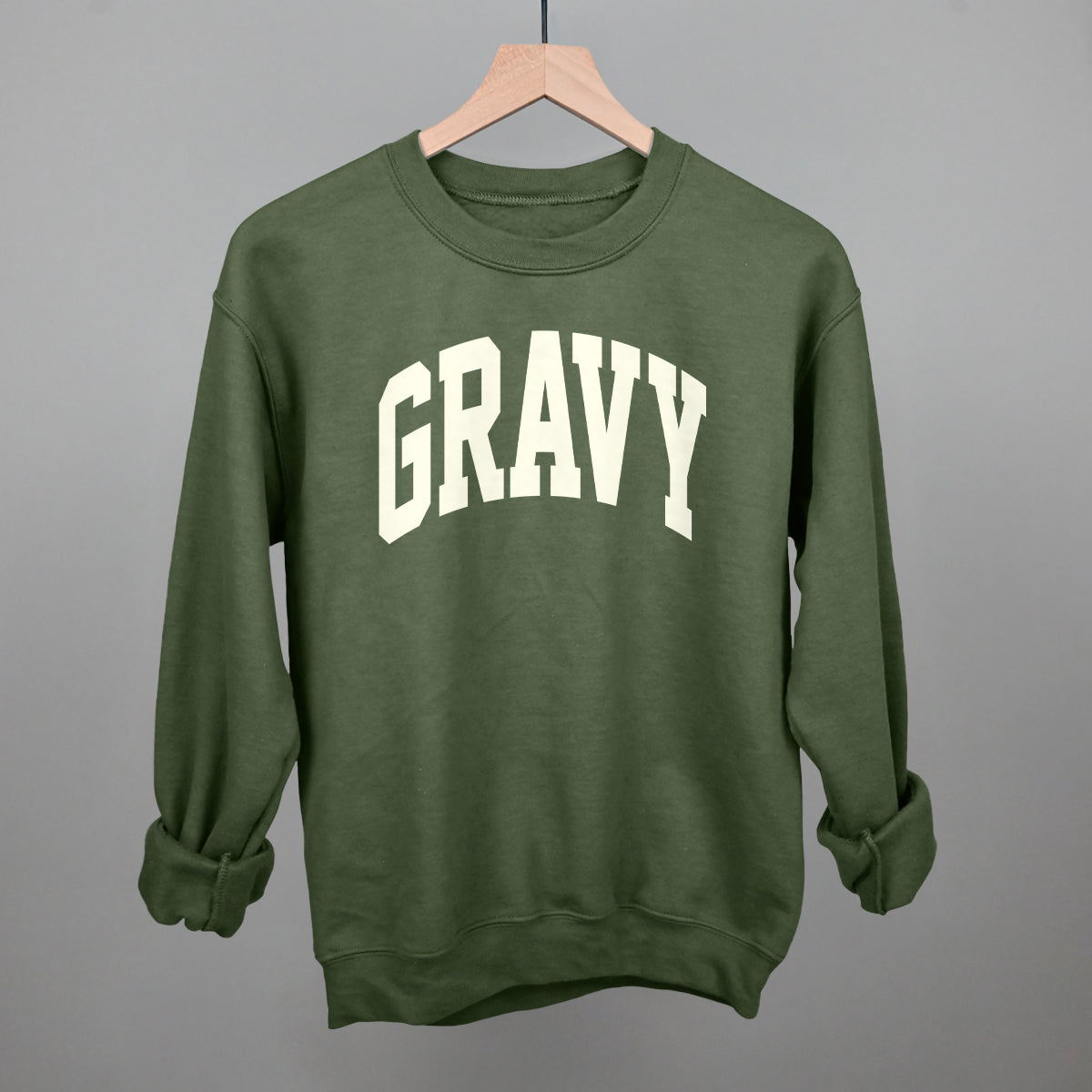 Gravy Thanksgiving graphic crewneck sweatshirt in Military Green