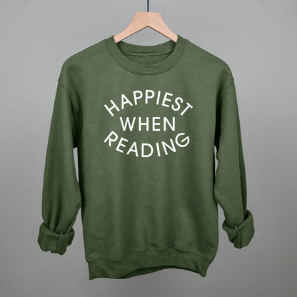 Happiest When Reading (White) Funny Sweatshirt in Military Green – Ivy + Cloth