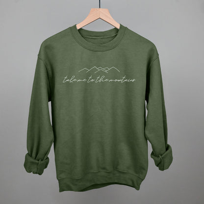 Take Me To The Mountains Funny Sweatshirt in Military Green – Ivy + Cloth