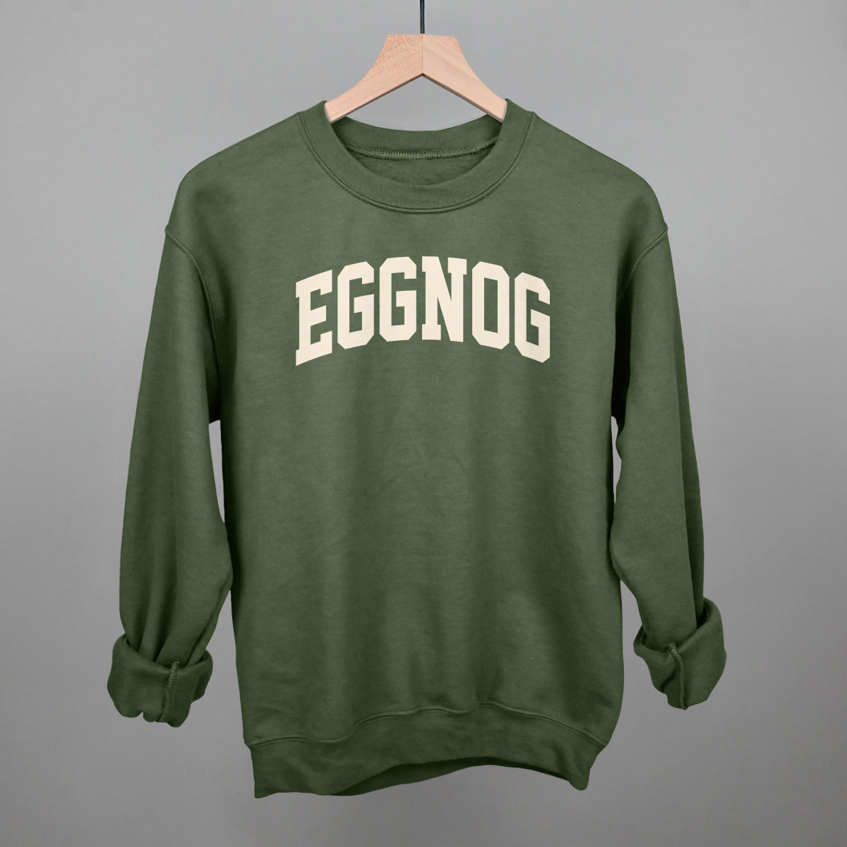Eggnog Arch Funny Sweatshirt in Military Green – Ivy + Cloth