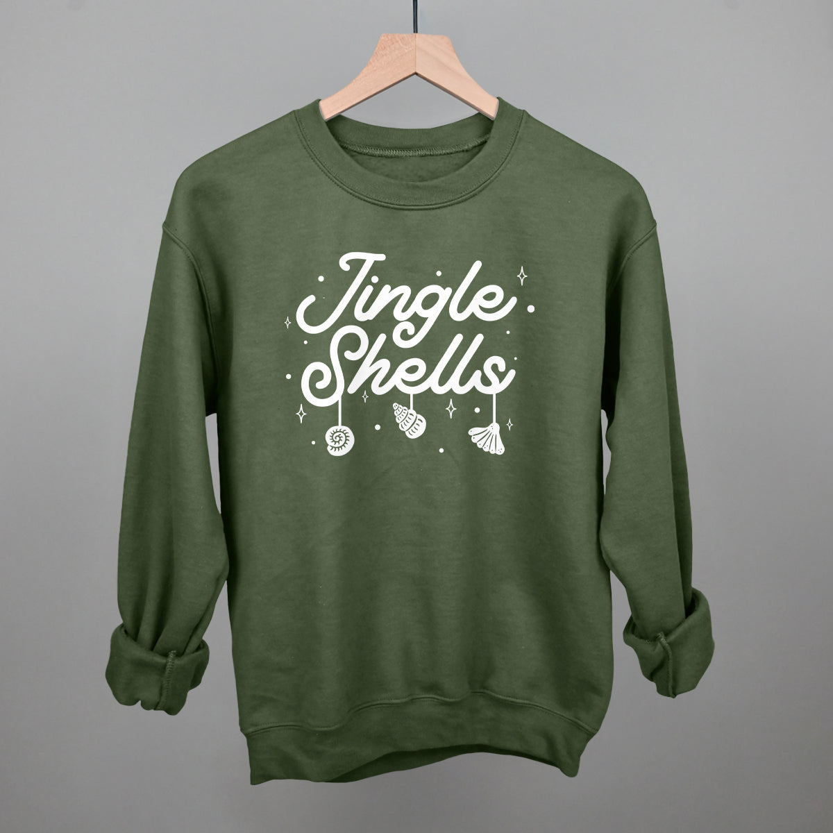 Jingle Shells Funny Sweatshirt in Military Green – Ivy + Cloth