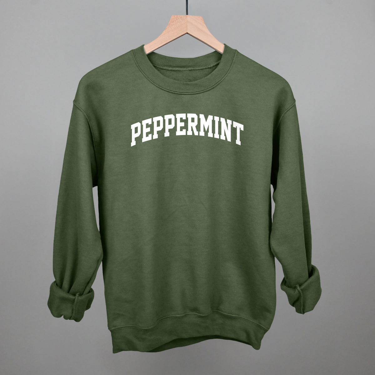 Peppermint Arch Funny Sweatshirt in Military Green – Ivy + Cloth