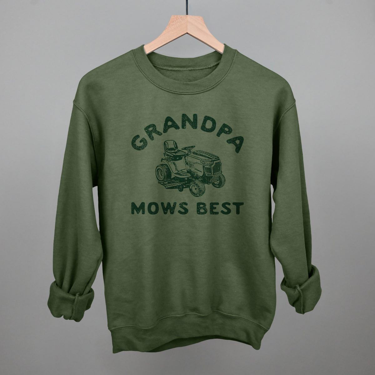 Grandpa Mows Best graphic crewneck sweatshirt in Military Green