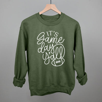 It's Game Day Y'all Football graphic crewneck sweatshirt in Military Green
