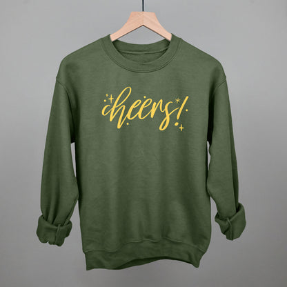 Cheers Gold Script + Sparkles Funny Sweatshirt in Military Green – Ivy + Cloth