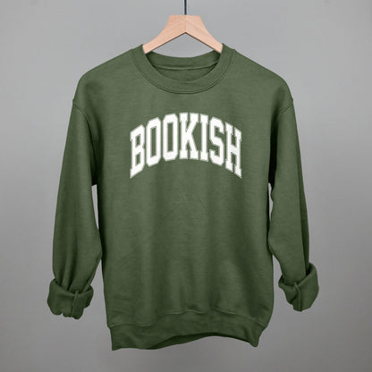Bookish Book Lover graphic crewneck sweatshirt in Military Green
