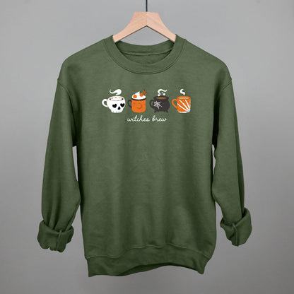 Witches Brew Halloween Coffee graphic crewneck sweatshirt in Military Green