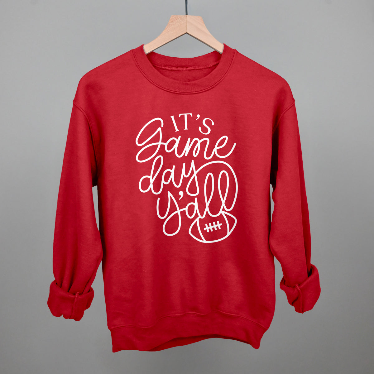 It's Game Day Y'all Football graphic crewneck sweatshirt in Red