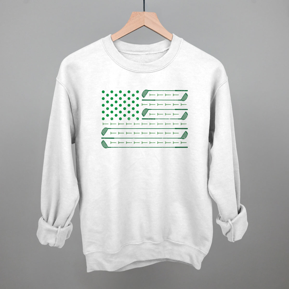 Golf American Flag (Green) Funny Sweatshirt in White – Ivy + Cloth