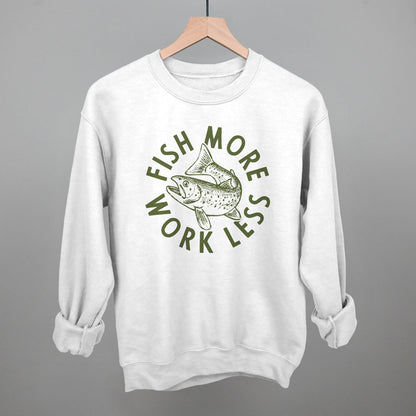 Fish More Work Less Funny Sweatshirt in White – Ivy + Cloth