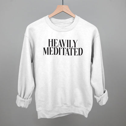 Heavily Meditated Yoga graphic crewneck sweatshirt in White