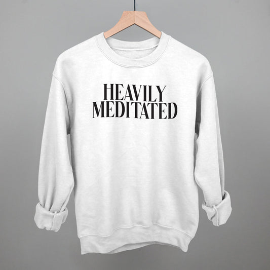 Heavily Meditated Yoga graphic crewneck sweatshirt in White
