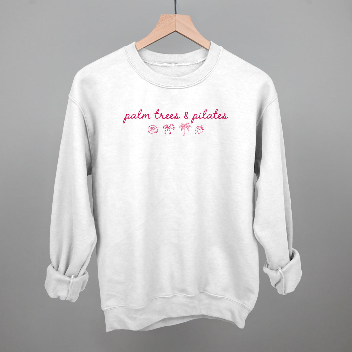 Palm Trees & Pilates (Pink) Funny Sweatshirt in White – Ivy + Cloth