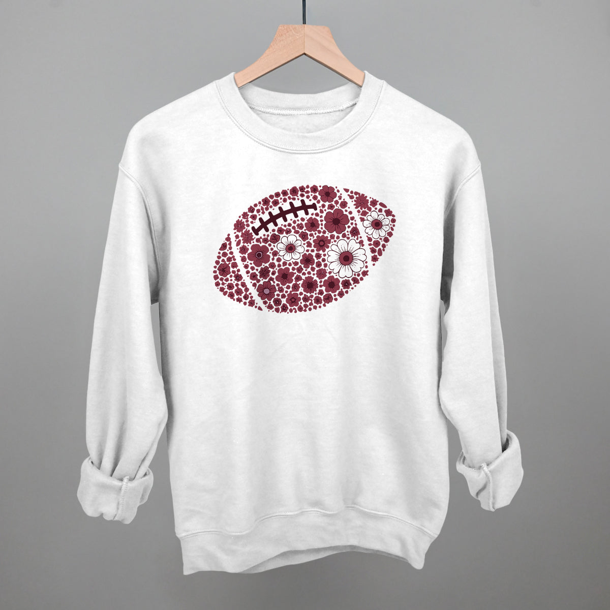 Floral Football Maroon Funny Sweatshirt in White – Ivy + Cloth