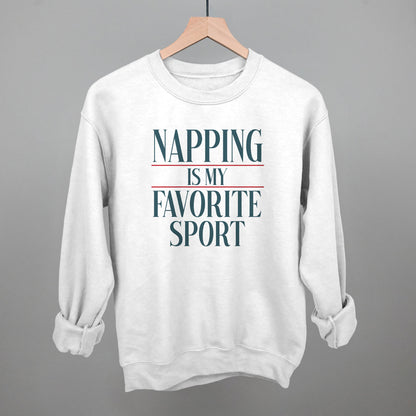 Napping Is My Favorite Sport graphic crewneck sweatshirt in White