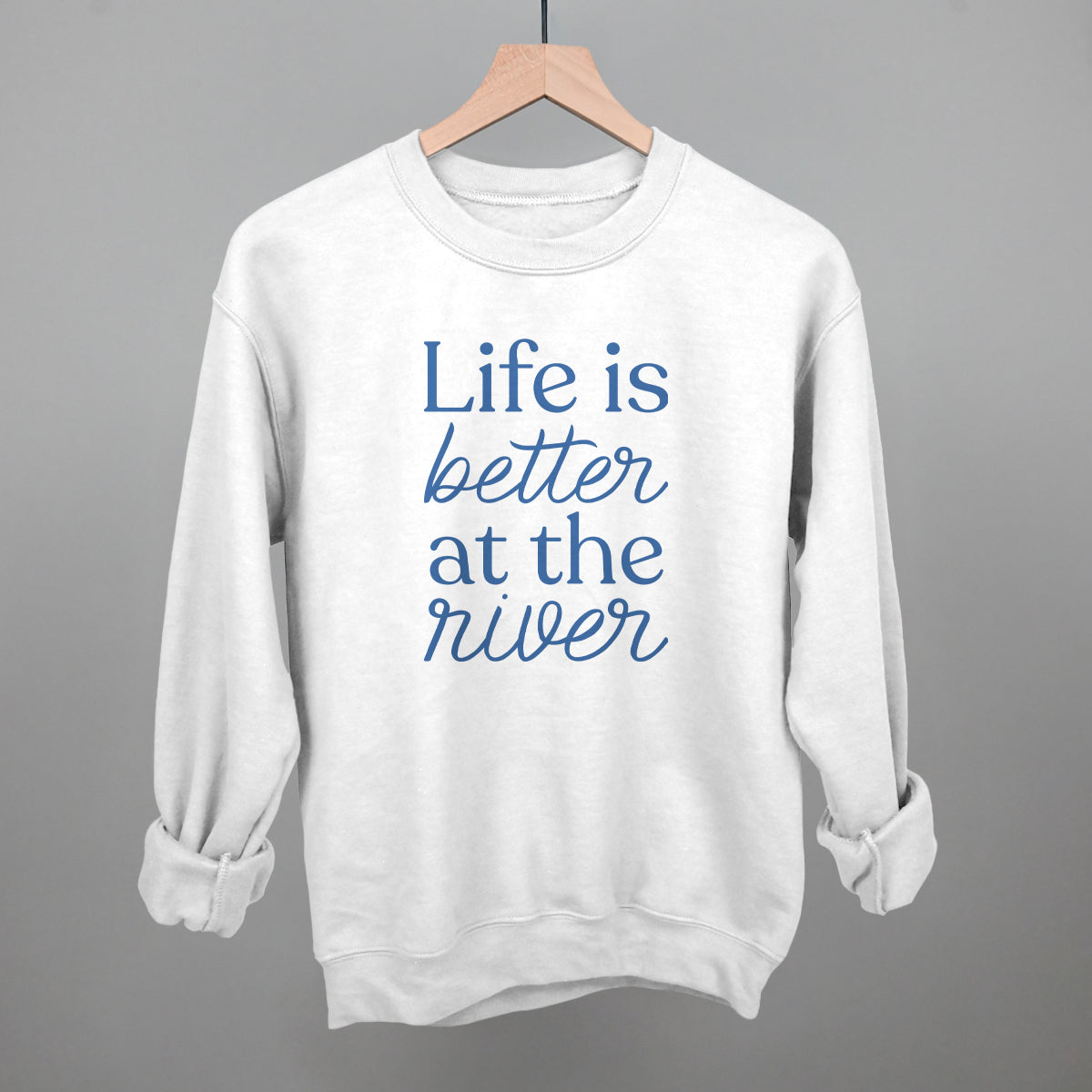 Life Is Better At The River graphic crewneck sweatshirt in White