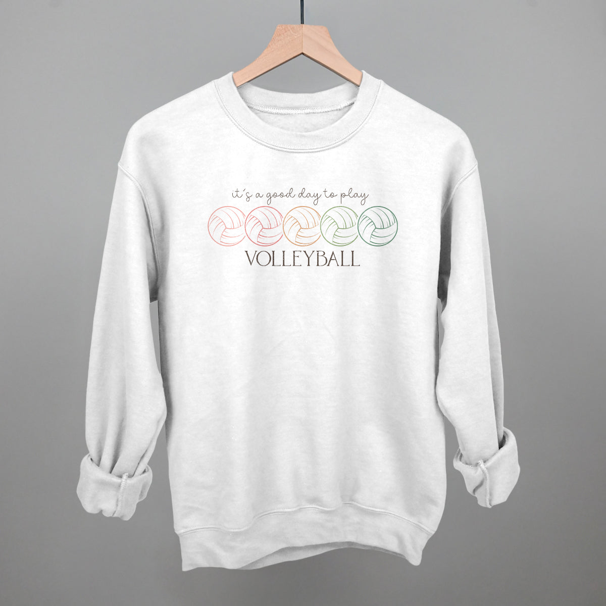 It's A Good Day To Play Volleyball Doodle Funny Sweatshirt in White – Ivy + Cloth