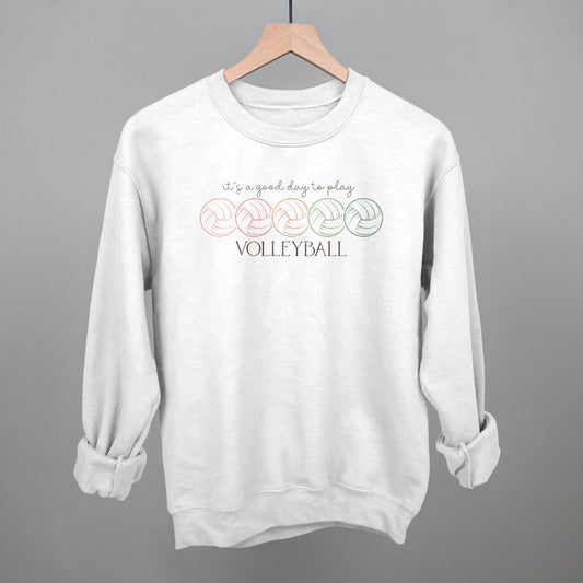 It's A Good Day To Play Volleyball Doodle Funny Sweatshirt in White – Ivy + Cloth