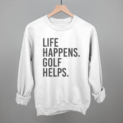 Life Happens Golf Helps graphic crewneck sweatshirt in White