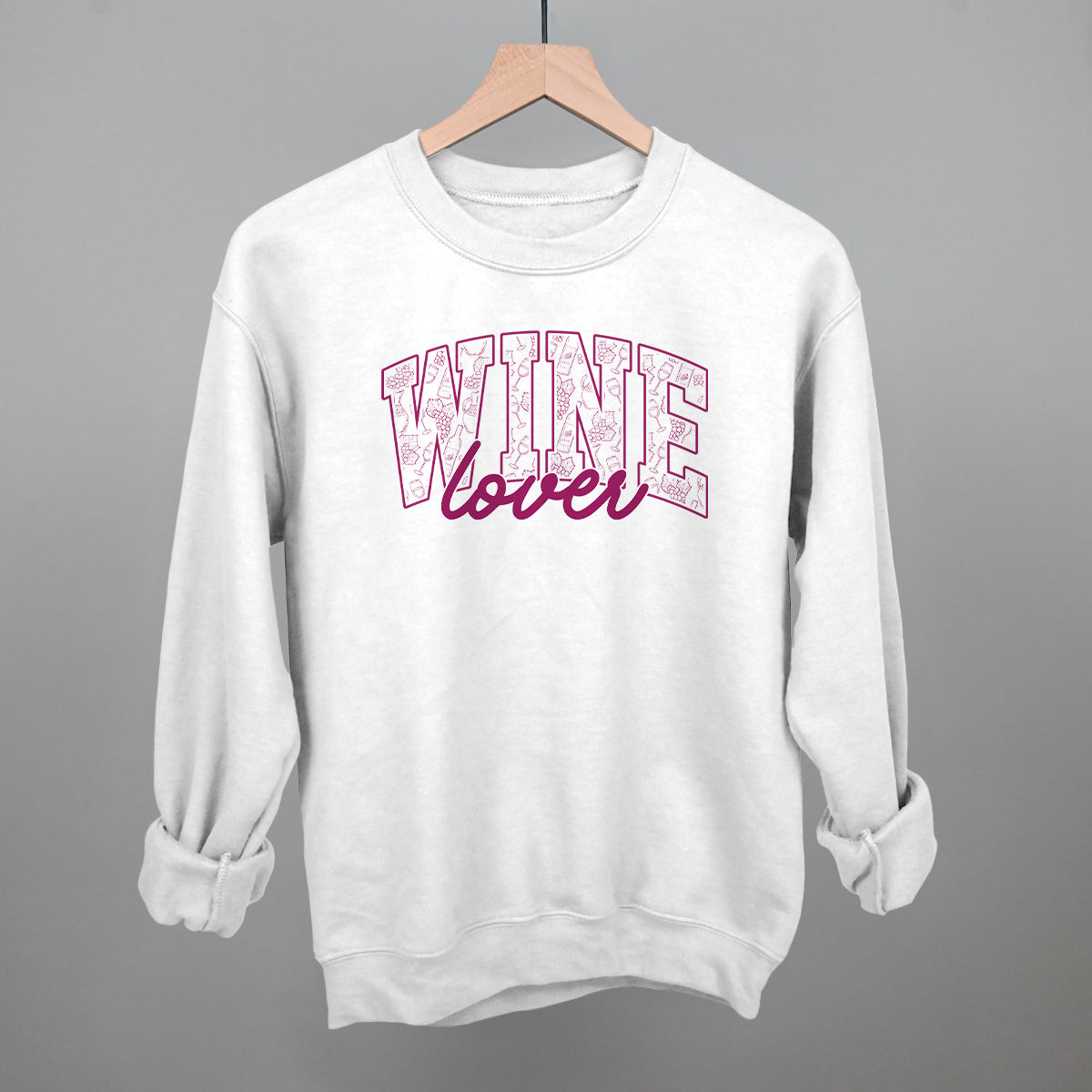 Wine Lover graphic crewneck sweatshirt in White
