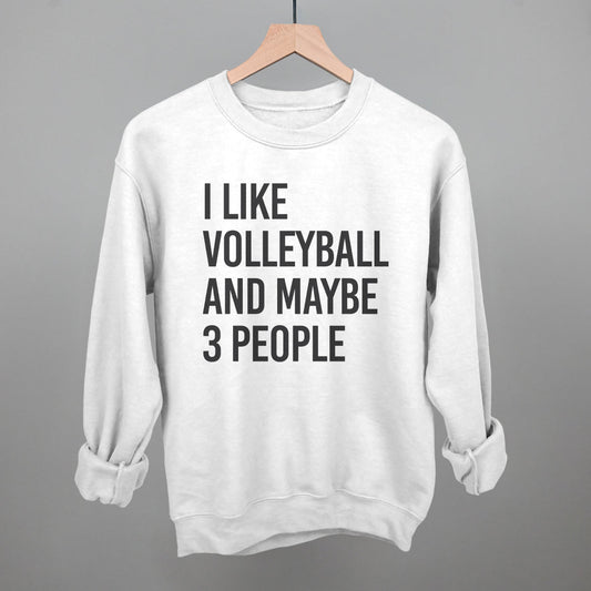 I Like Volleyball and Maybe 3 People graphic crewneck sweatshirt in White