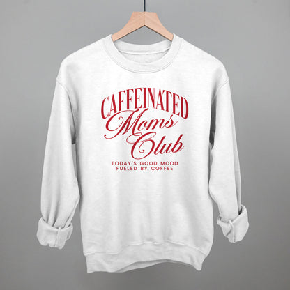 Caffeinated Moms Club graphic crewneck sweatshirt in White
