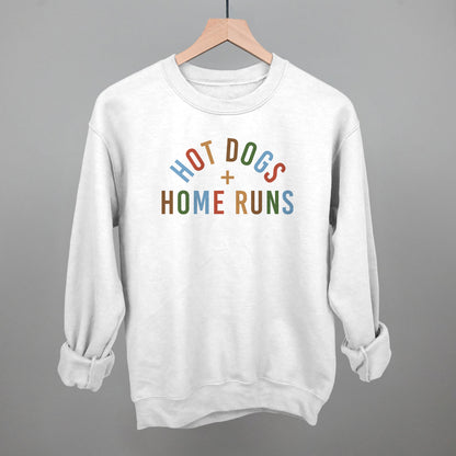 Hot Dogs and Home Runs Baseball graphic crewneck sweatshirt in White