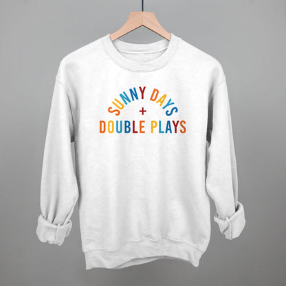 Sunny Days and Double Plays Baseball graphic crewneck sweatshirt in White