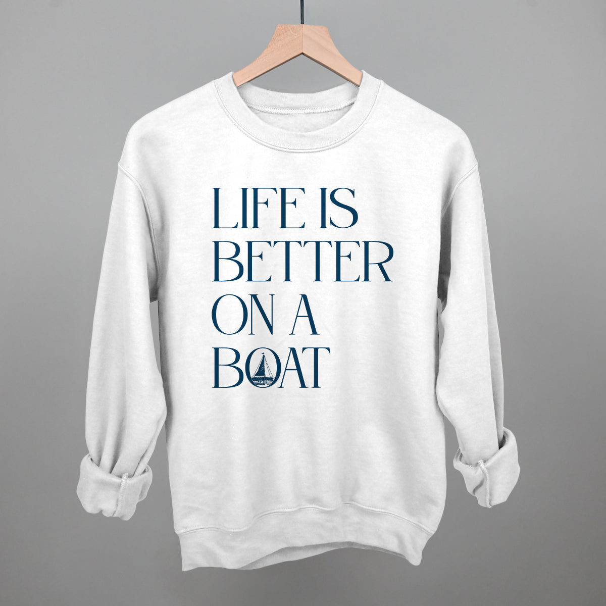 Life Is Better On A Boat graphic crewneck sweatshirt in White