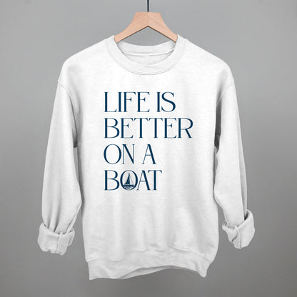 Life Is Better On A Boat graphic crewneck sweatshirt in White