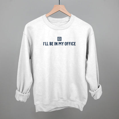 I'll Be In My Office Quilting graphic crewneck sweatshirt in White