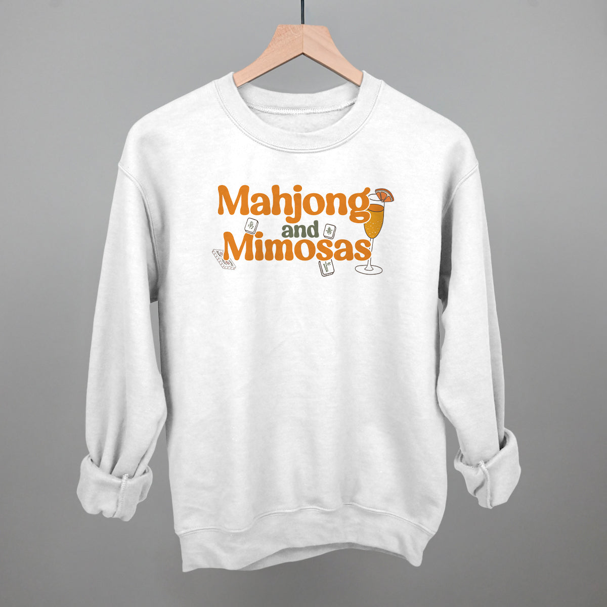 Mahjong and Mimosas graphic crewneck sweatshirt in White