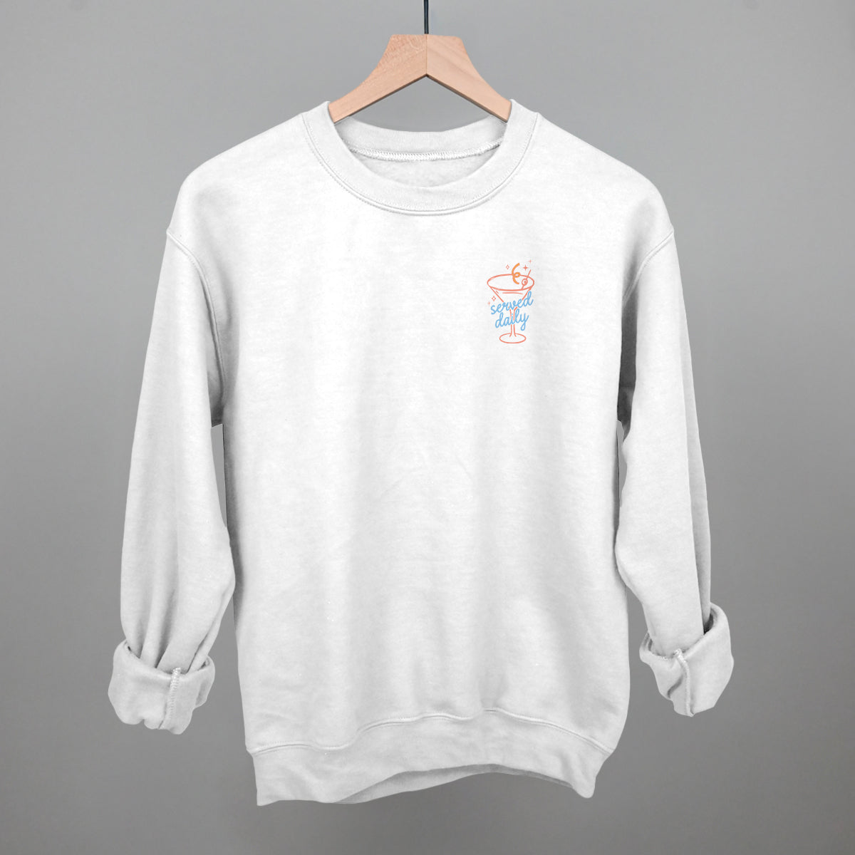 Served Daily Martini graphic crewneck sweatshirt in White