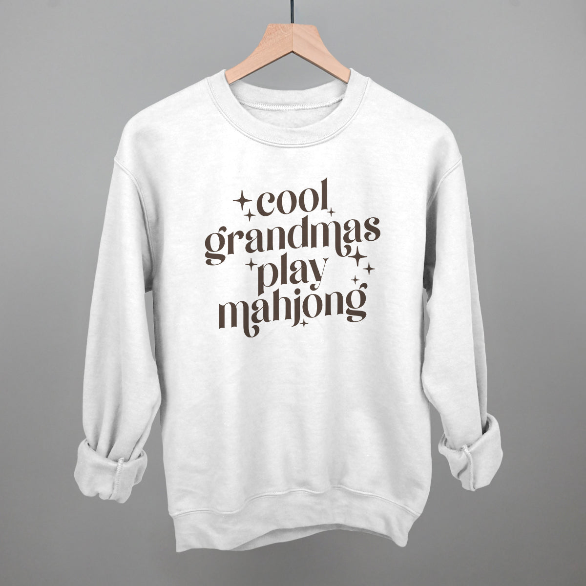 Cool Grandmas Play Mahjong graphic crewneck sweatshirt in White