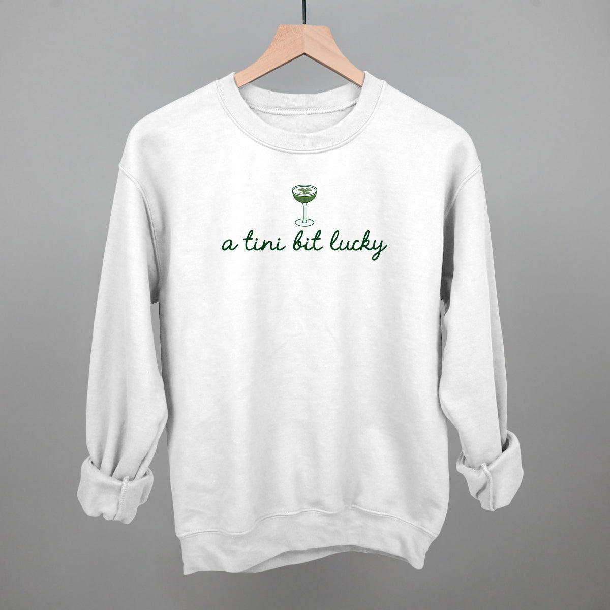 A Tini Bit Lucky Funny Sweatshirt in White – Ivy + Cloth