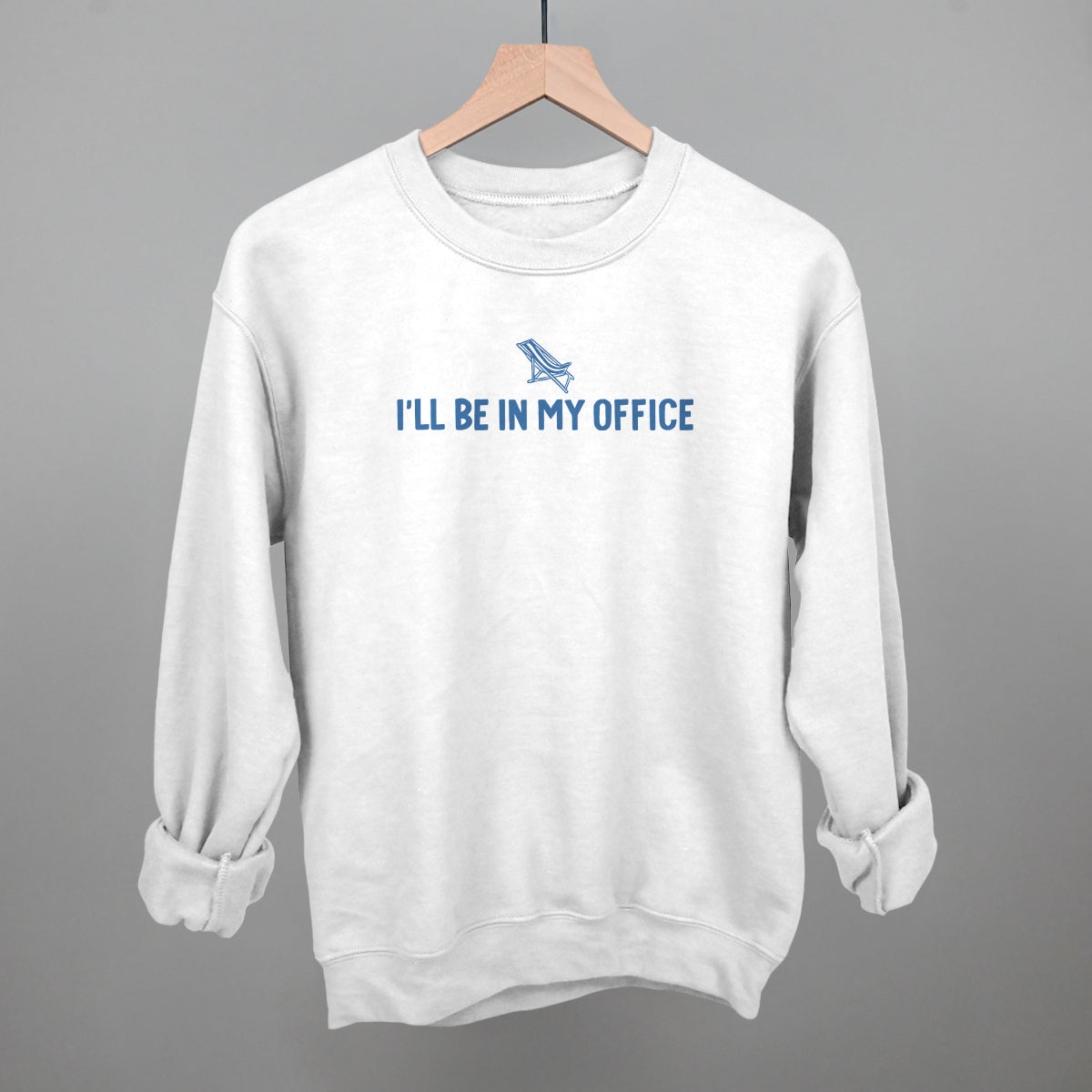 I'll Be In My Office Beach graphic crewneck sweatshirt in White
